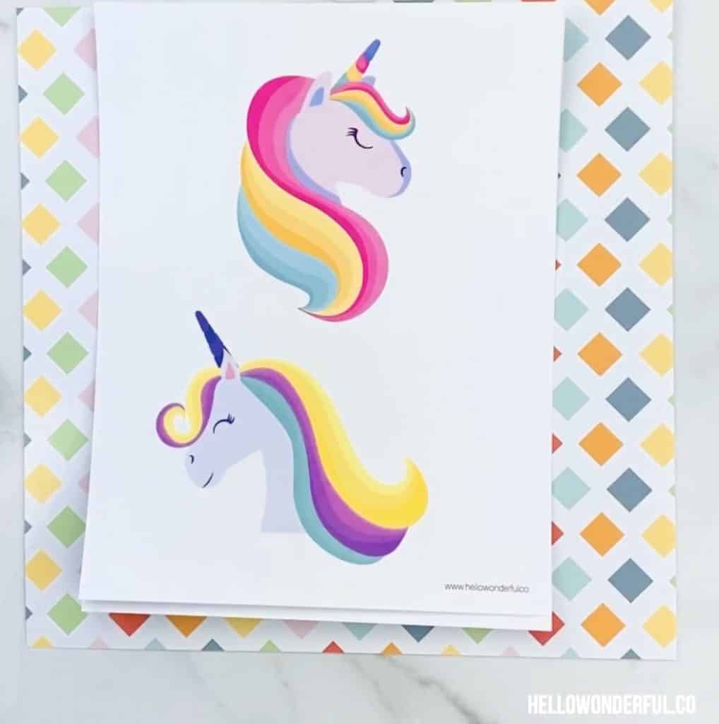 unicorn free template for magic paper towel art