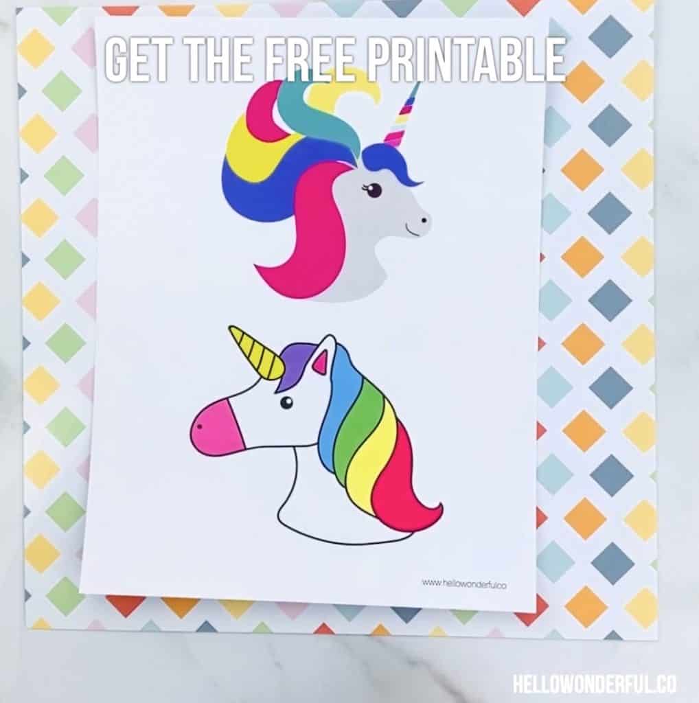 unicorn free template for magic paper towel art