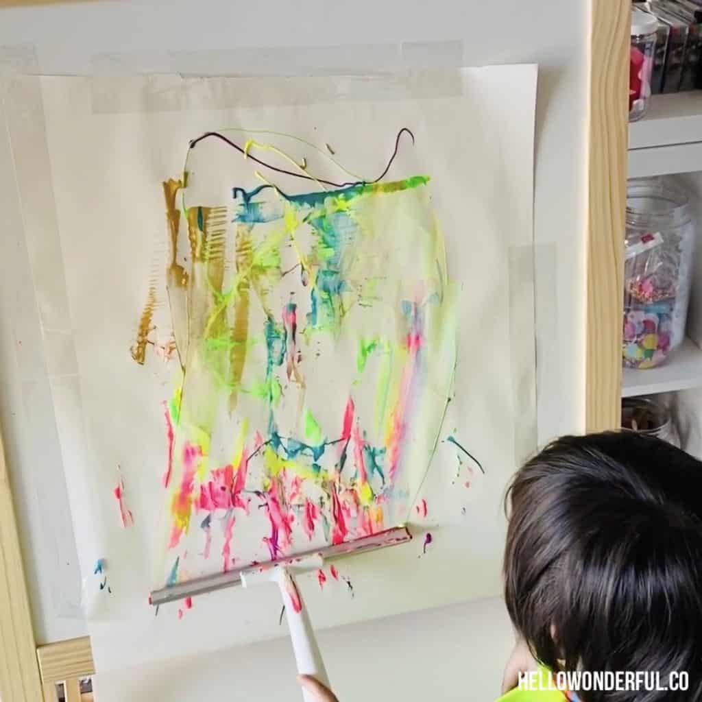 squeegee painting with toddlers