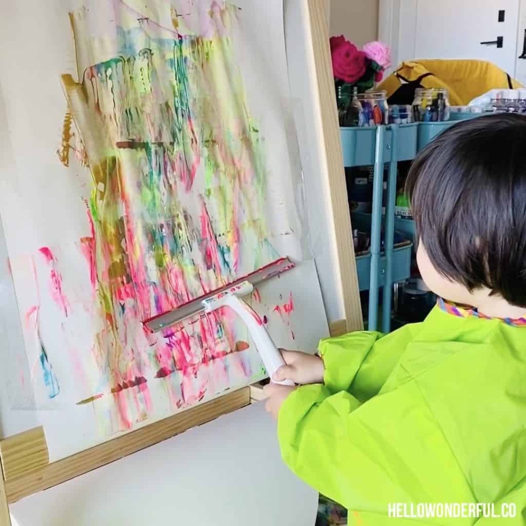squeegee painting with toddlers
