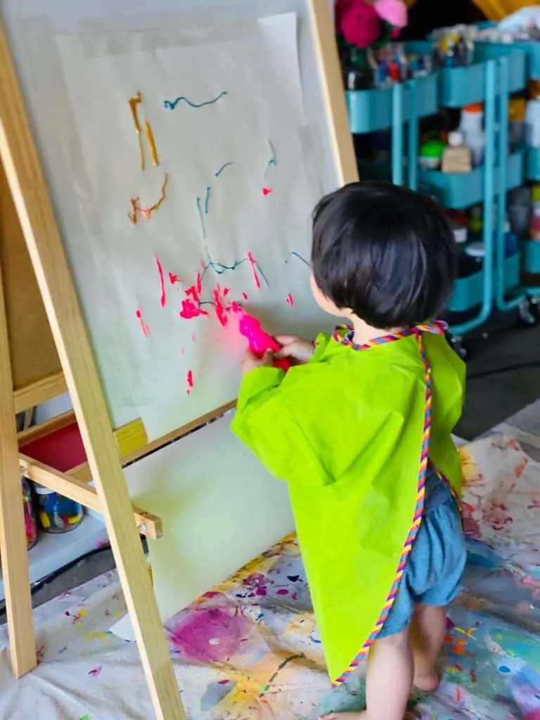 squeegee painting with toddlers - process