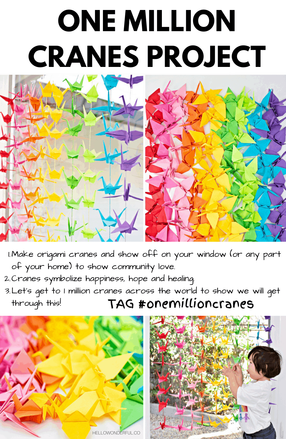 One million paper cranes project. Community project to show love and support during the coronavirus pandemic. 