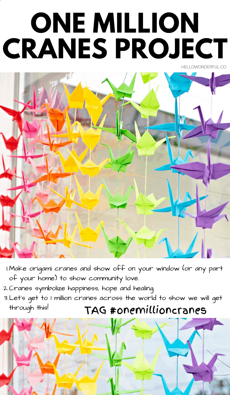 One million paper cranes project. Community project to show love and support during the coronavirus pandemic. 