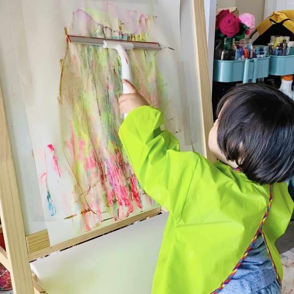 squeegee painting with toddlers