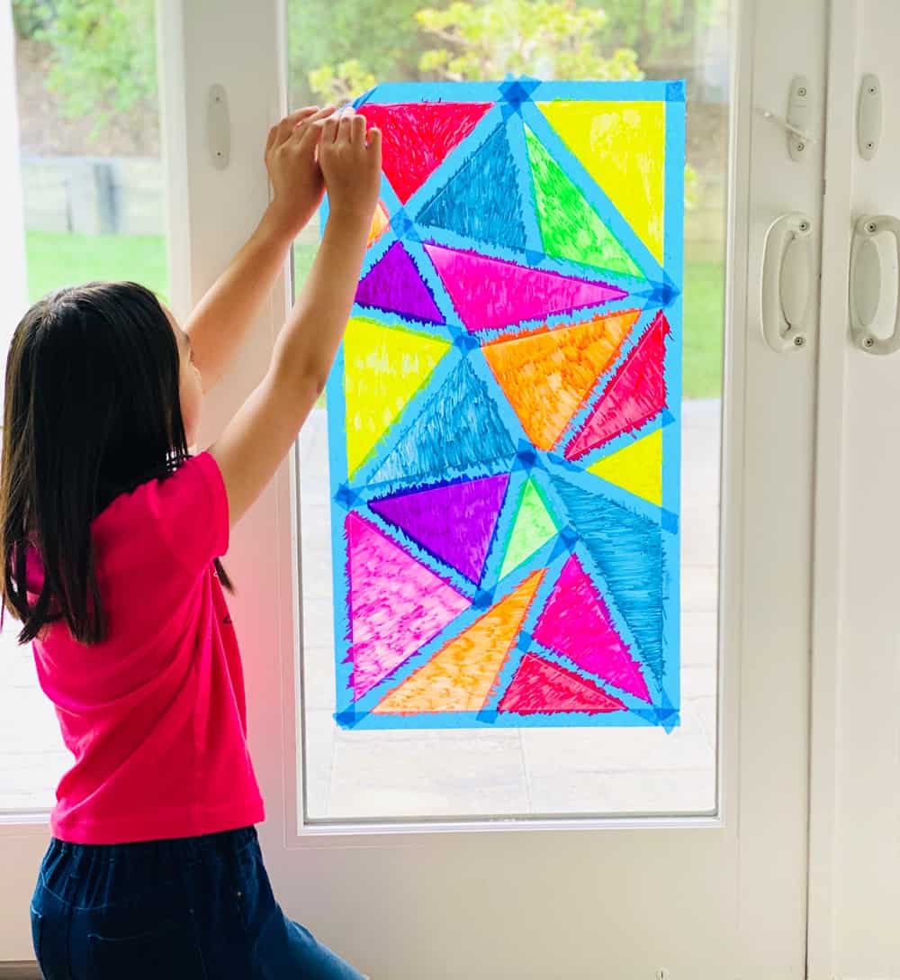 Window Chalk Mosaic Art Window Painting With Kids