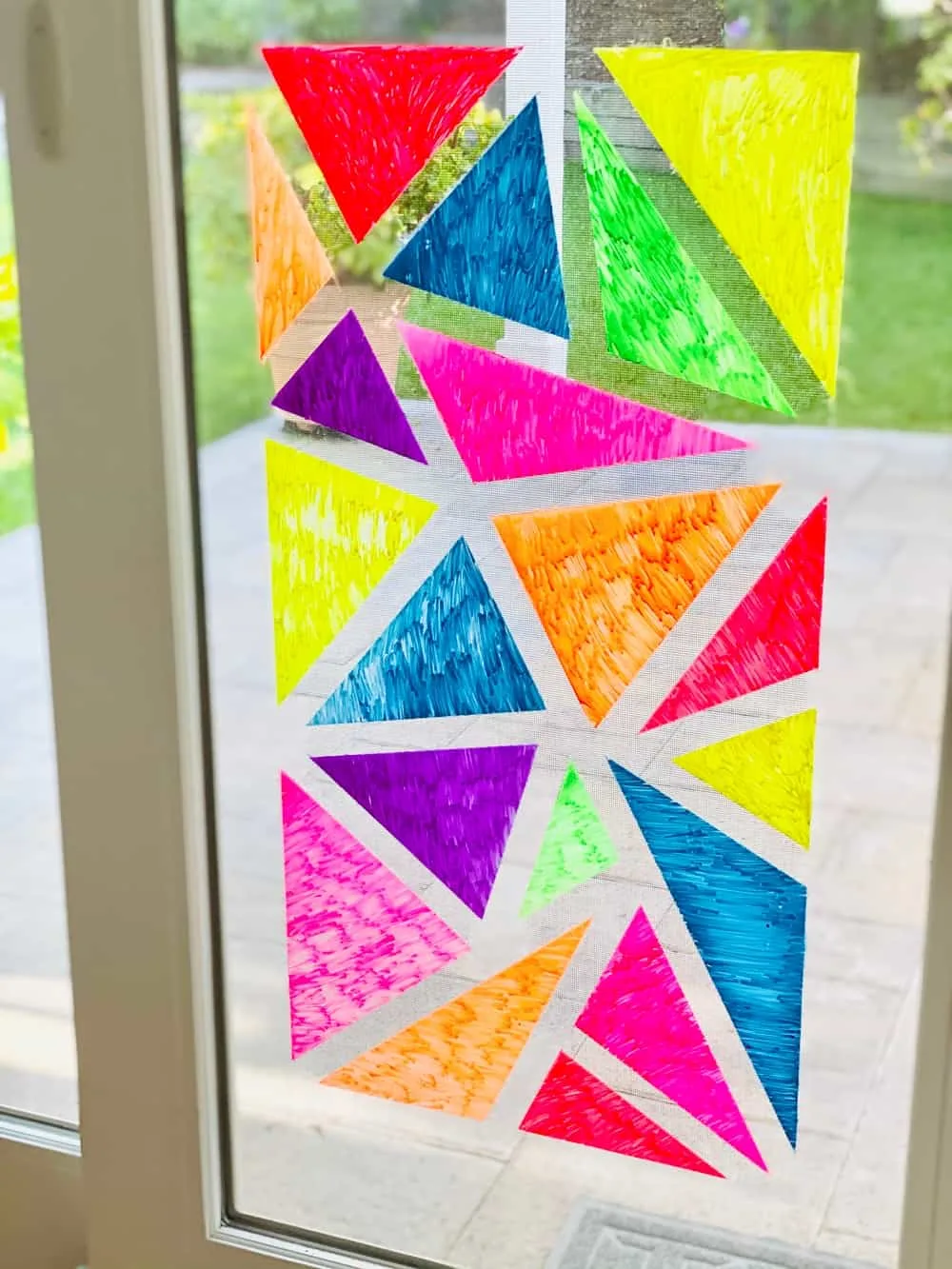 Mosaic Art Tape Resist for window chalk art