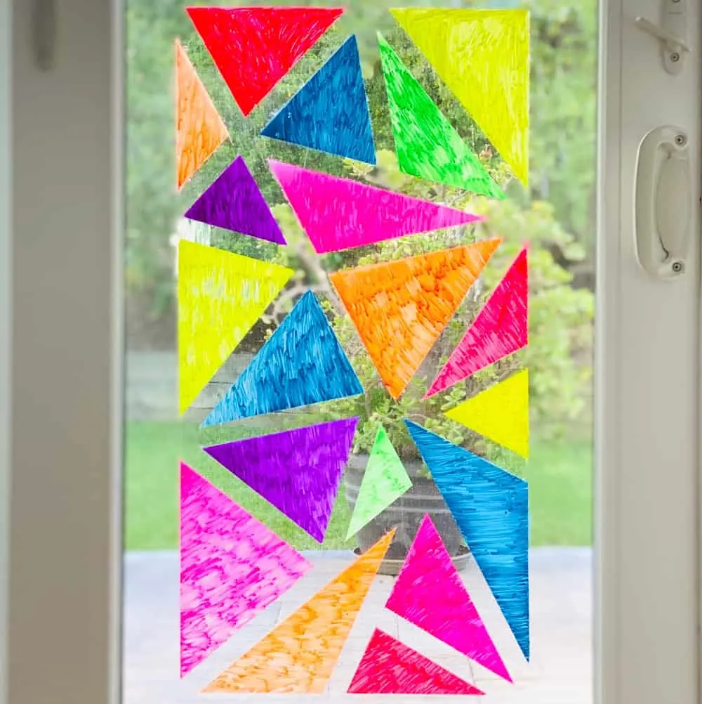 window chalk art mosaic