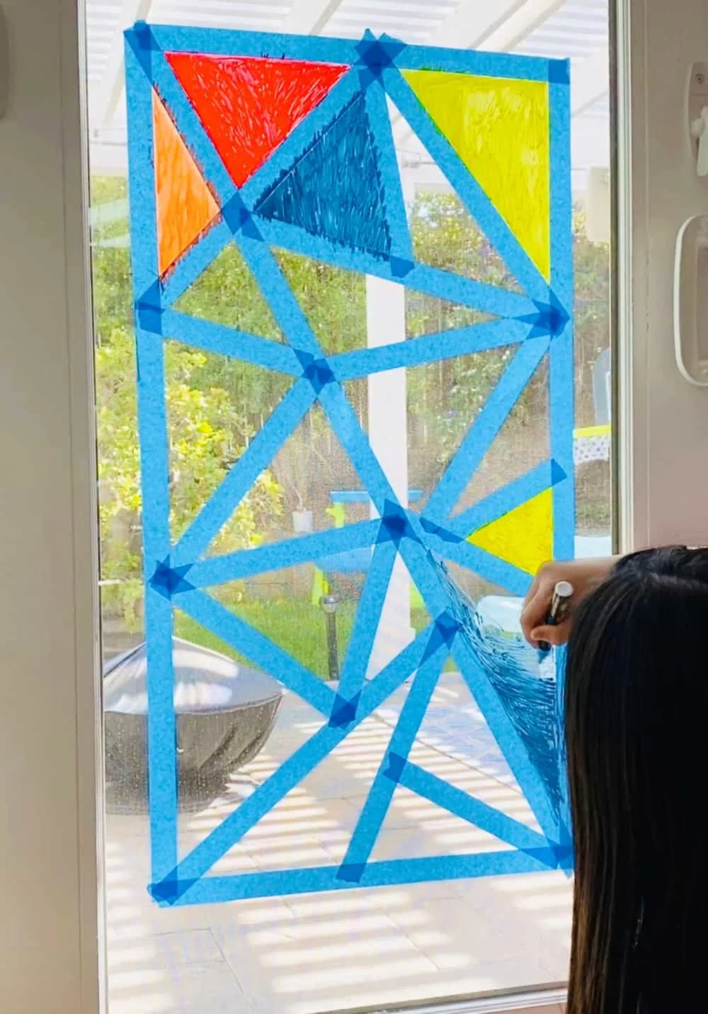 Mosaic Art Tape Resist for window chalk art