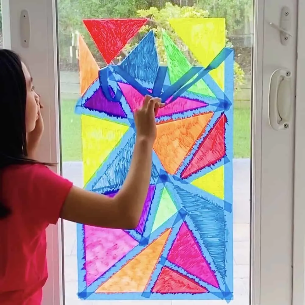 Mosaic Art Tape Resist for window chalk art