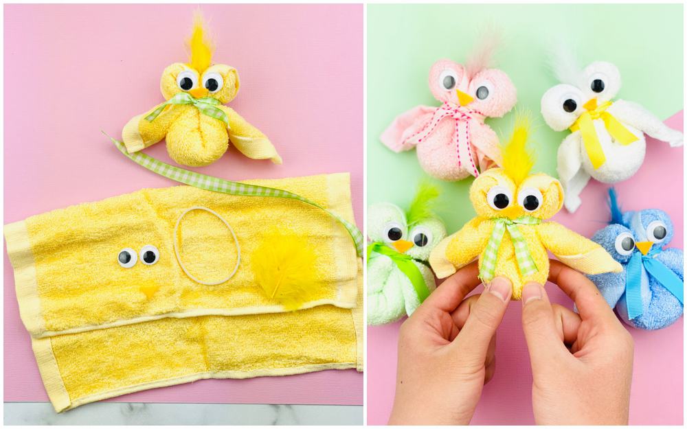 How to make a towel chick. Cute Easter craft for kids. 