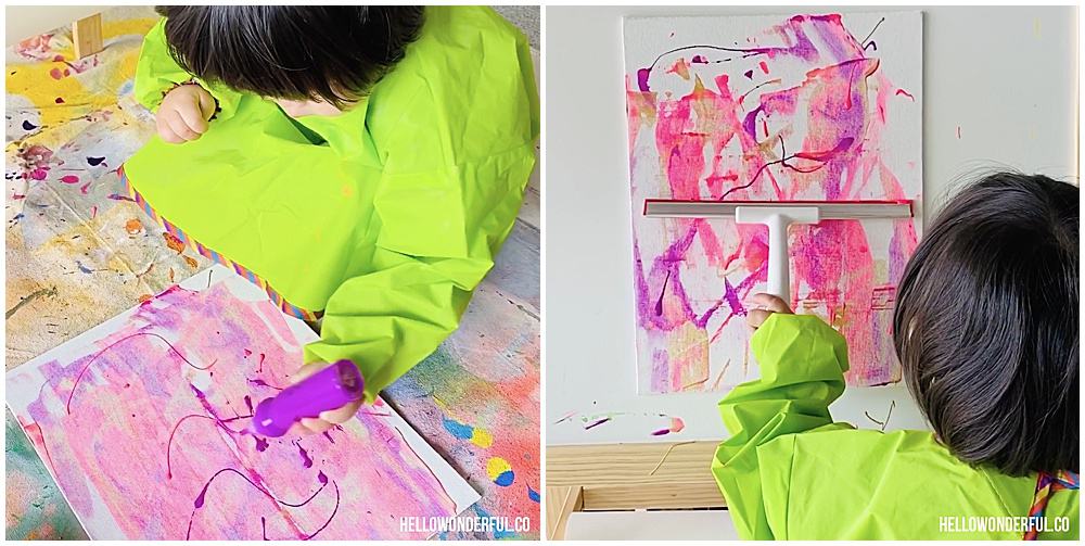 squeegee painting with toddlers