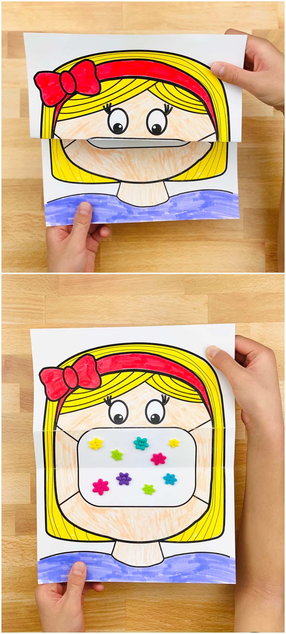 coloring art project for kids, filling in mask to decorate 
