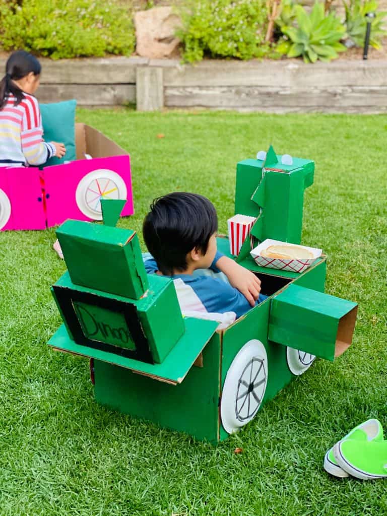 dinosaur cardboard car 