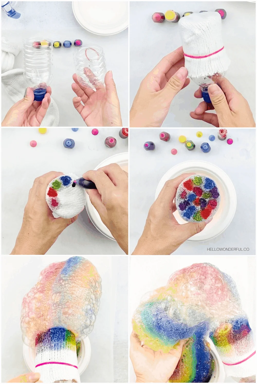 how to make rainbow bubble snakes process 