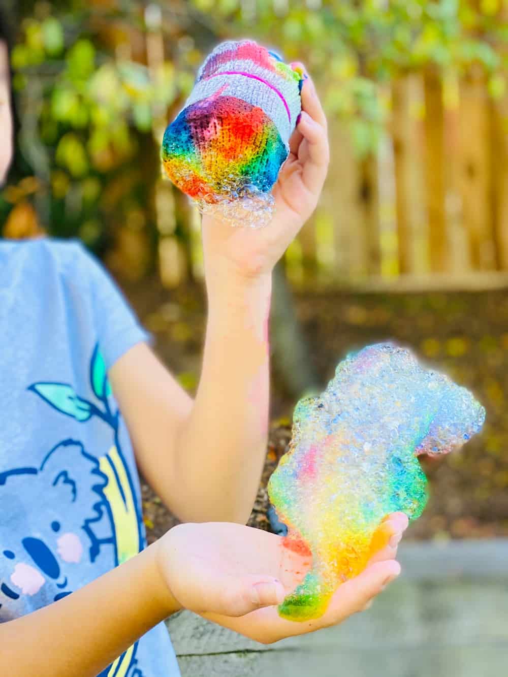 how to make rainbow bubbles