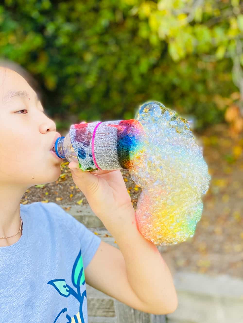 how to make rainbow bubbles