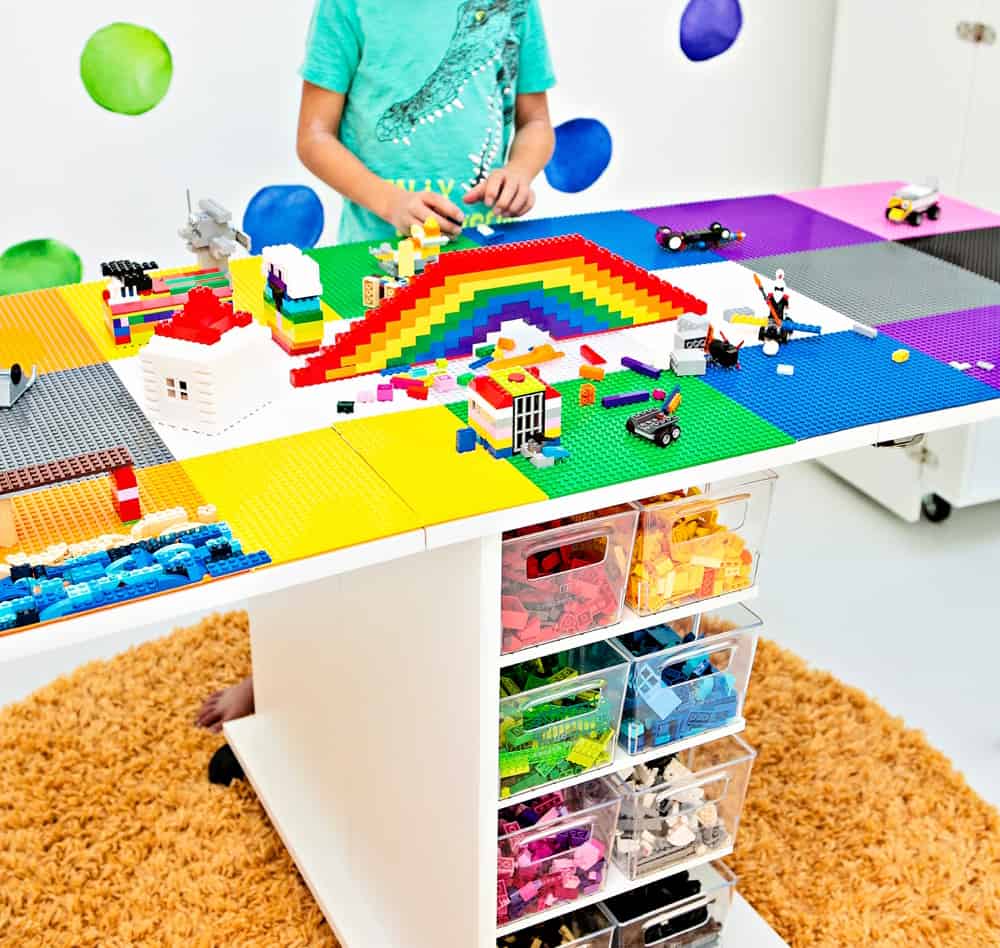 DIY LEGO Tray Table - SO FUN!  Lego storage diy, Lego tray, Lego