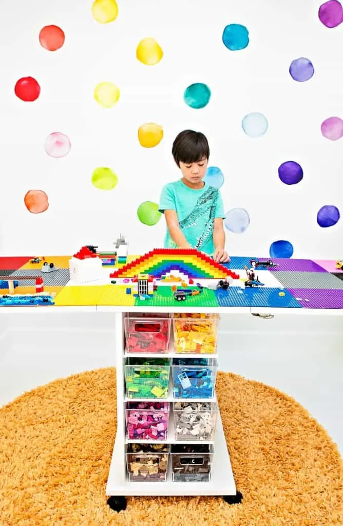 DIY LEGO Table with Storage & Removable Tray