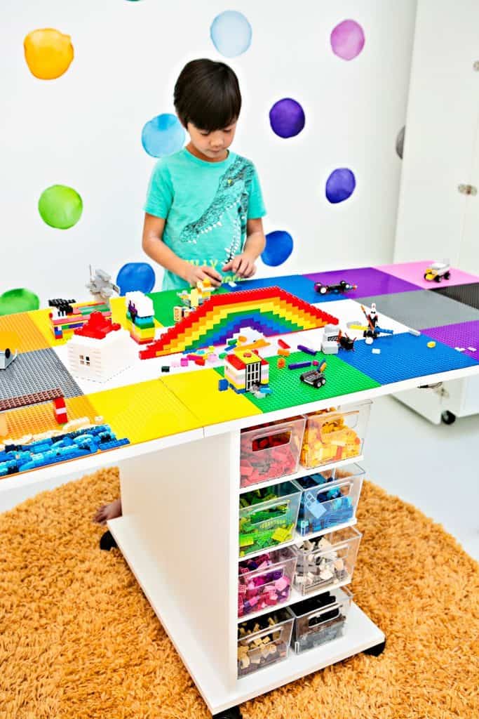 DIY LEGO Table with Storage & Removable Tray - Joyful Derivatives