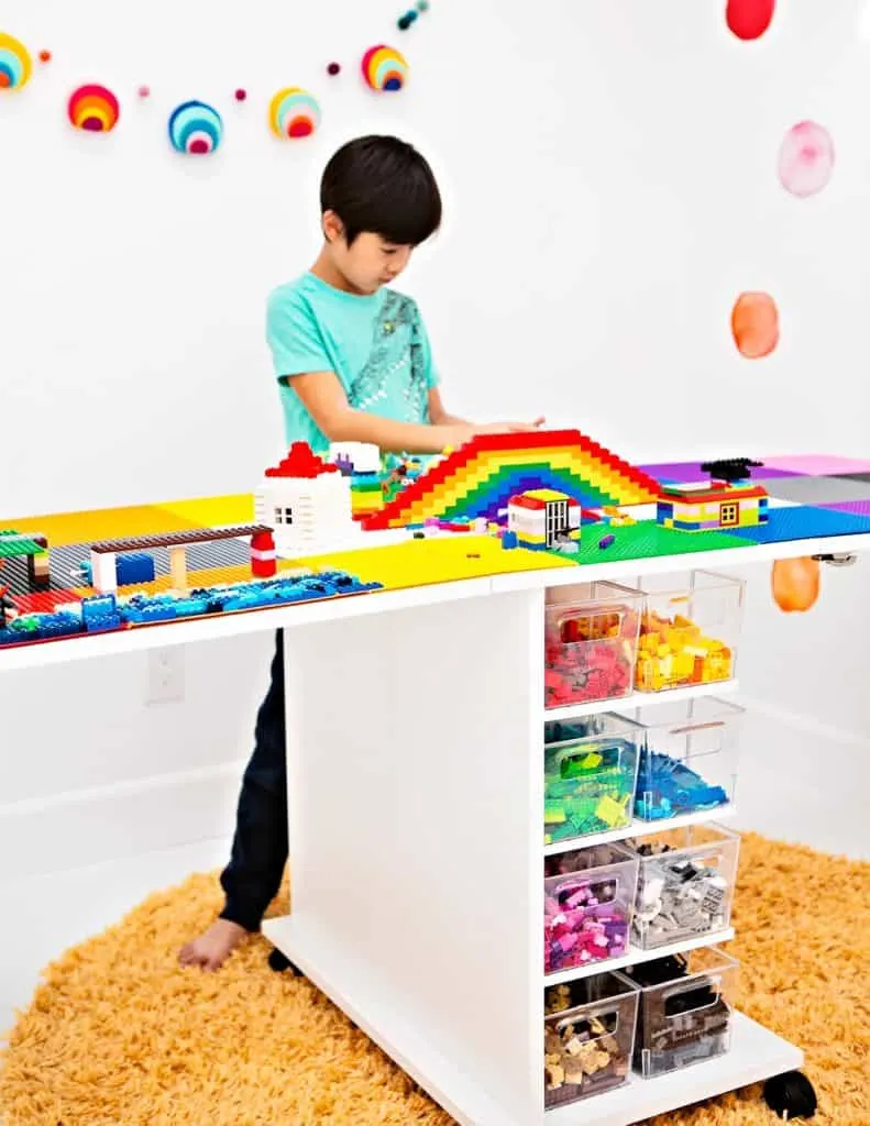 DIY LEGO Table with Storage & Removable Tray - Joyful Derivatives