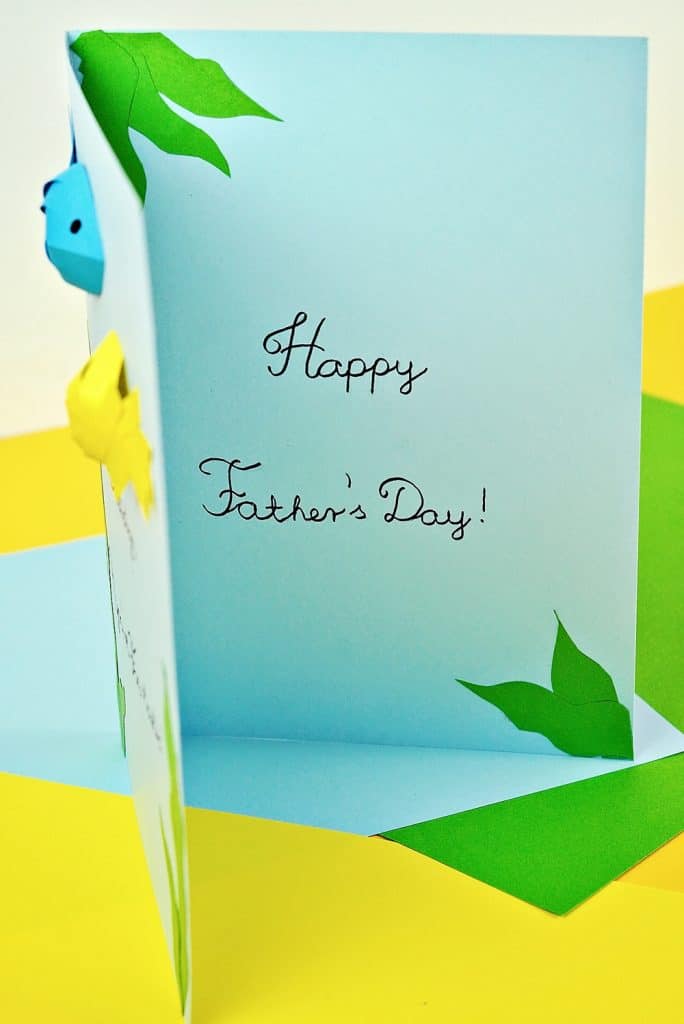 Father's Day Fish Card craft showing inside card saying "Happy Father's Day" 