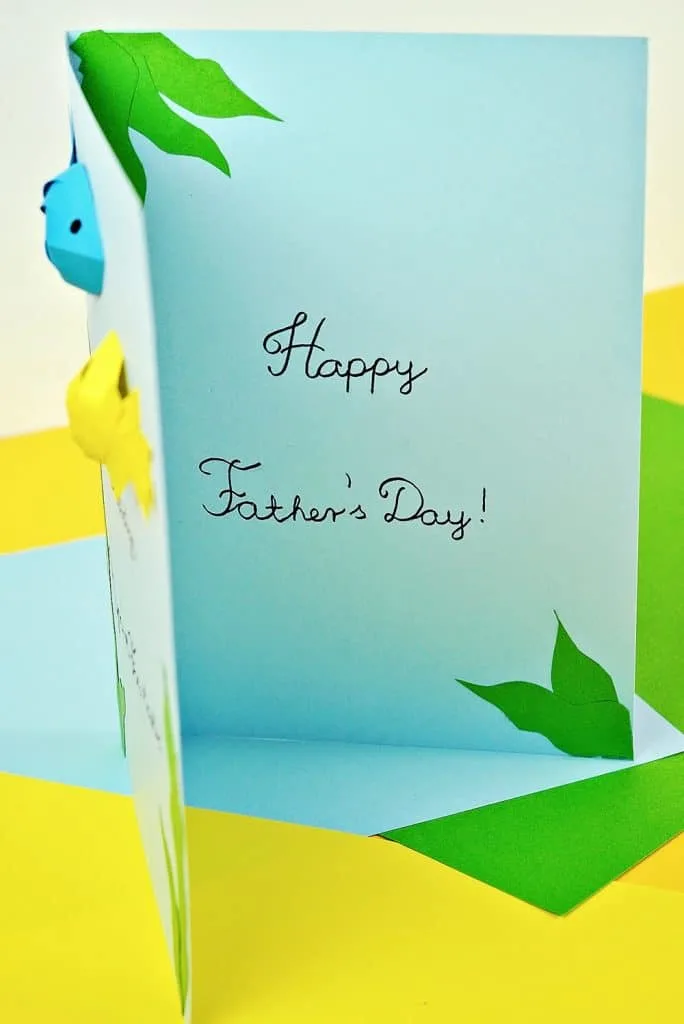 Father's Day Fish Card craft showing inside card saying "Happy Father's Day" 