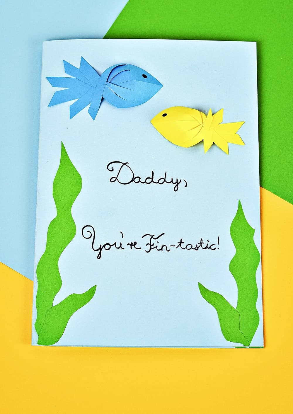 father's day paper fish card craft