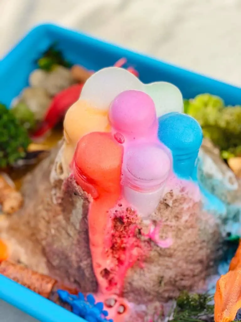 rainbow baking soda volcano eruptions