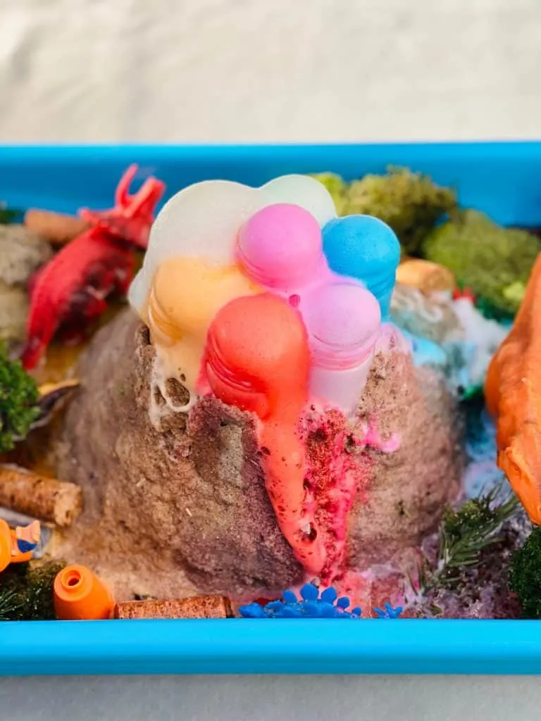 rainbow baking soda volcano eruptions