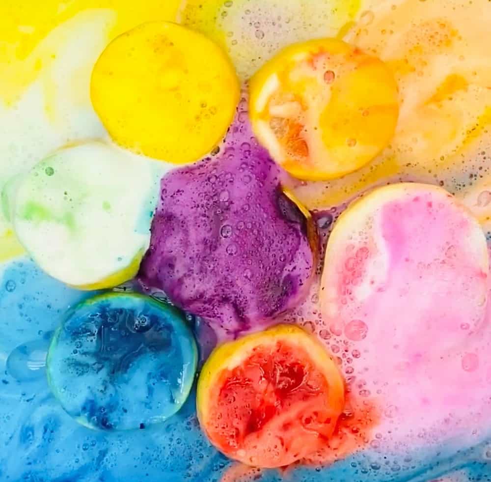 rainbow lemon volcano science experiment for kids