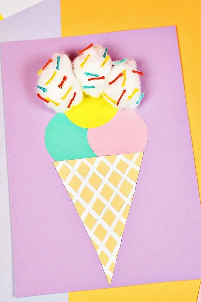 Cotton Ball Ice Cream Paper Craft