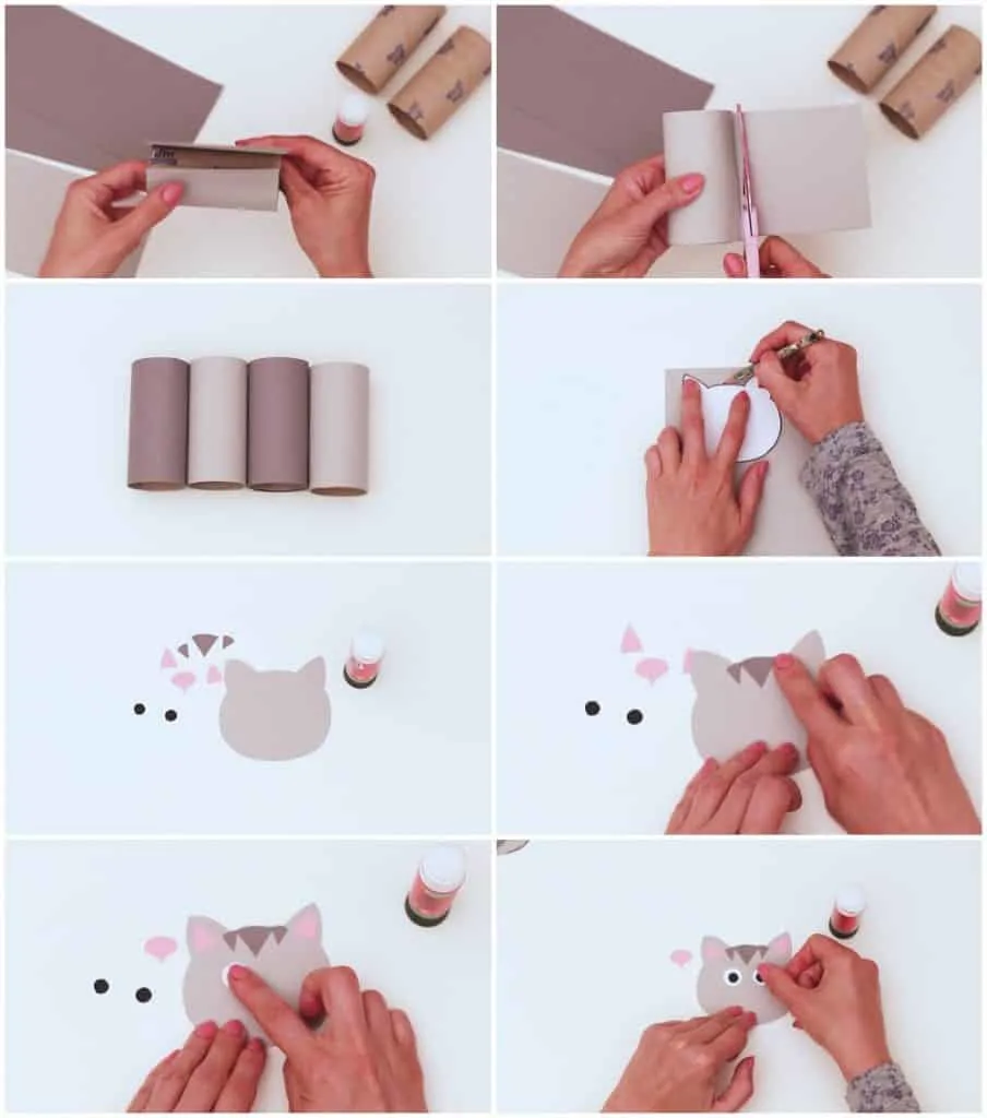 process to make a cat paper tube craft 