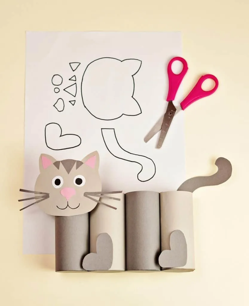 paper roll cat craft template 