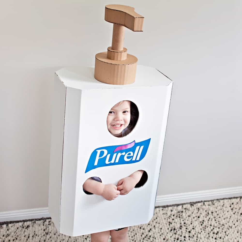 cardboard hand sanitizer Halloween costume