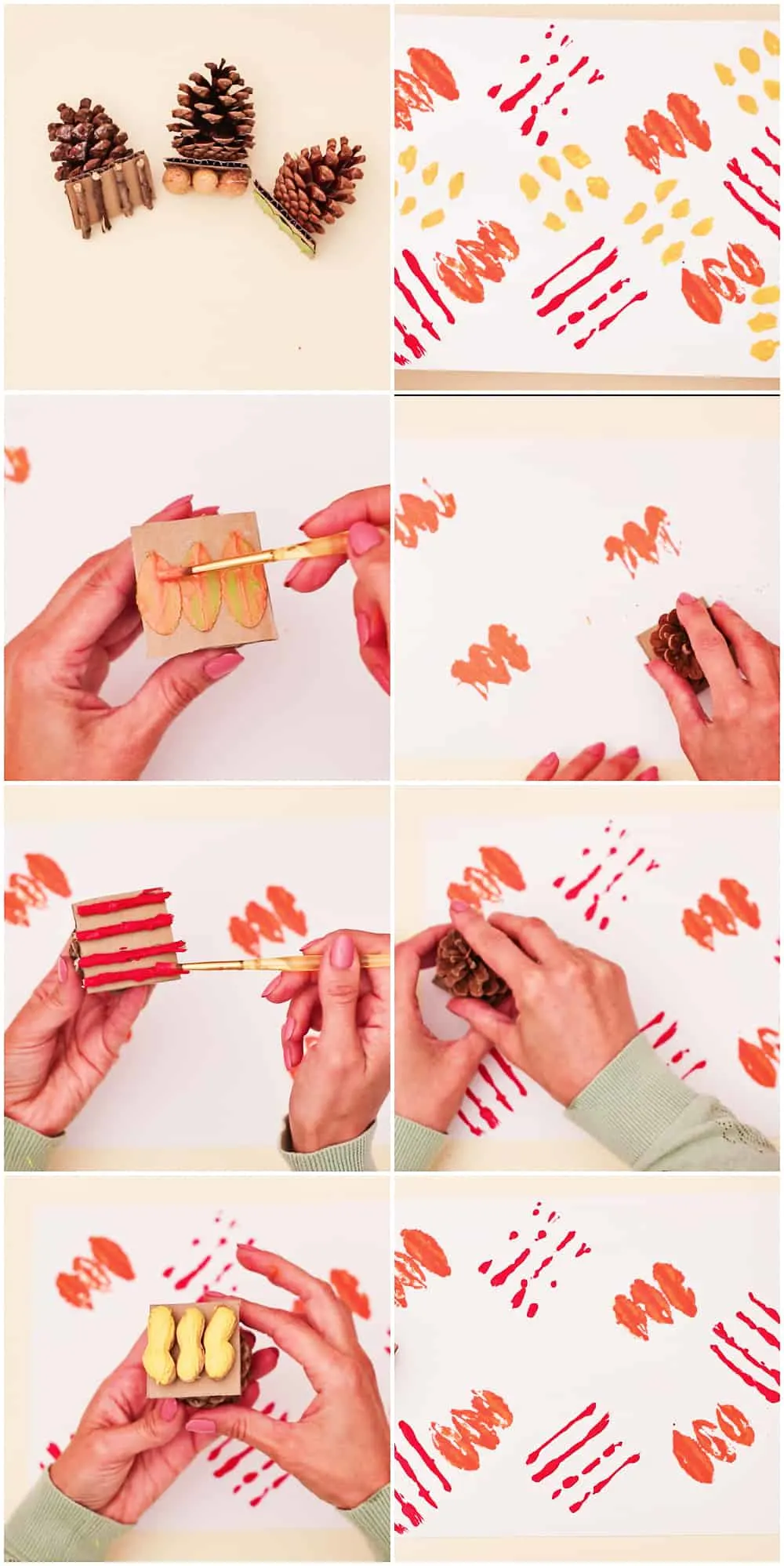 fall nature art stamping process