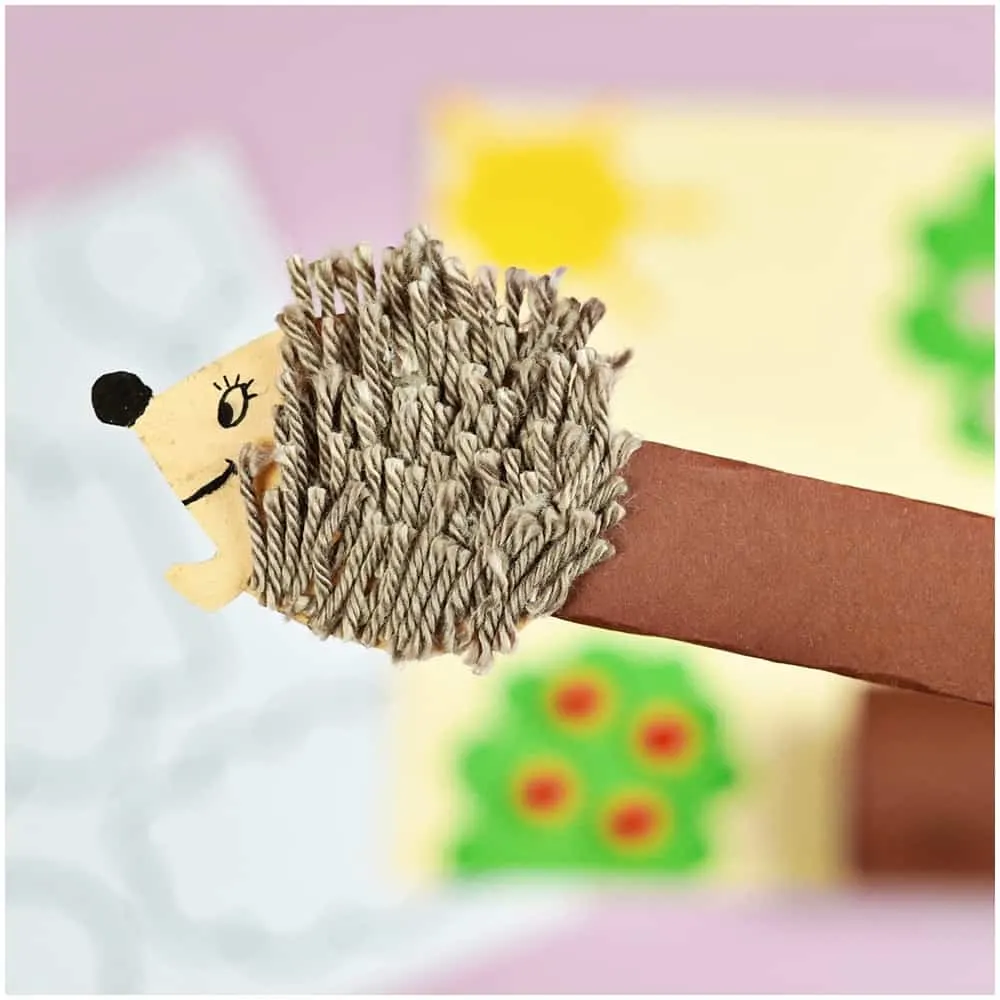 yarn hedgehog on a stick craft 