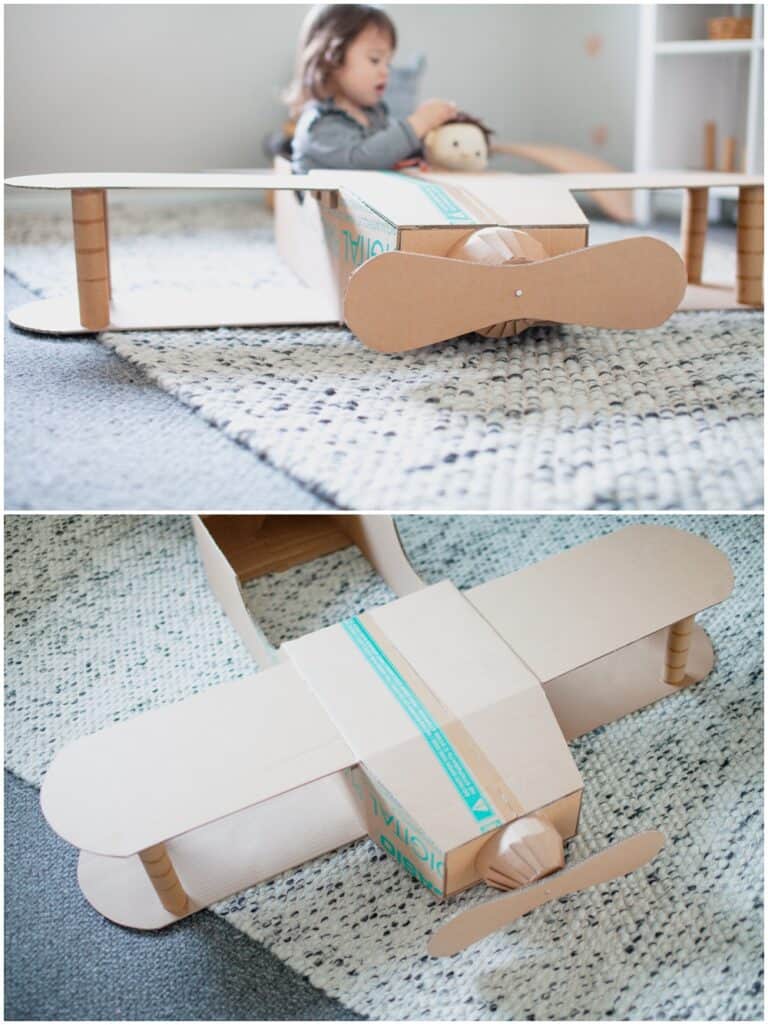 DIY Cardboard Plane Recycled Cardboard Costume for Kids