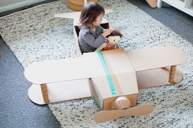 DIY Cardboard Plane Recycled Cardboard Costume for Kids