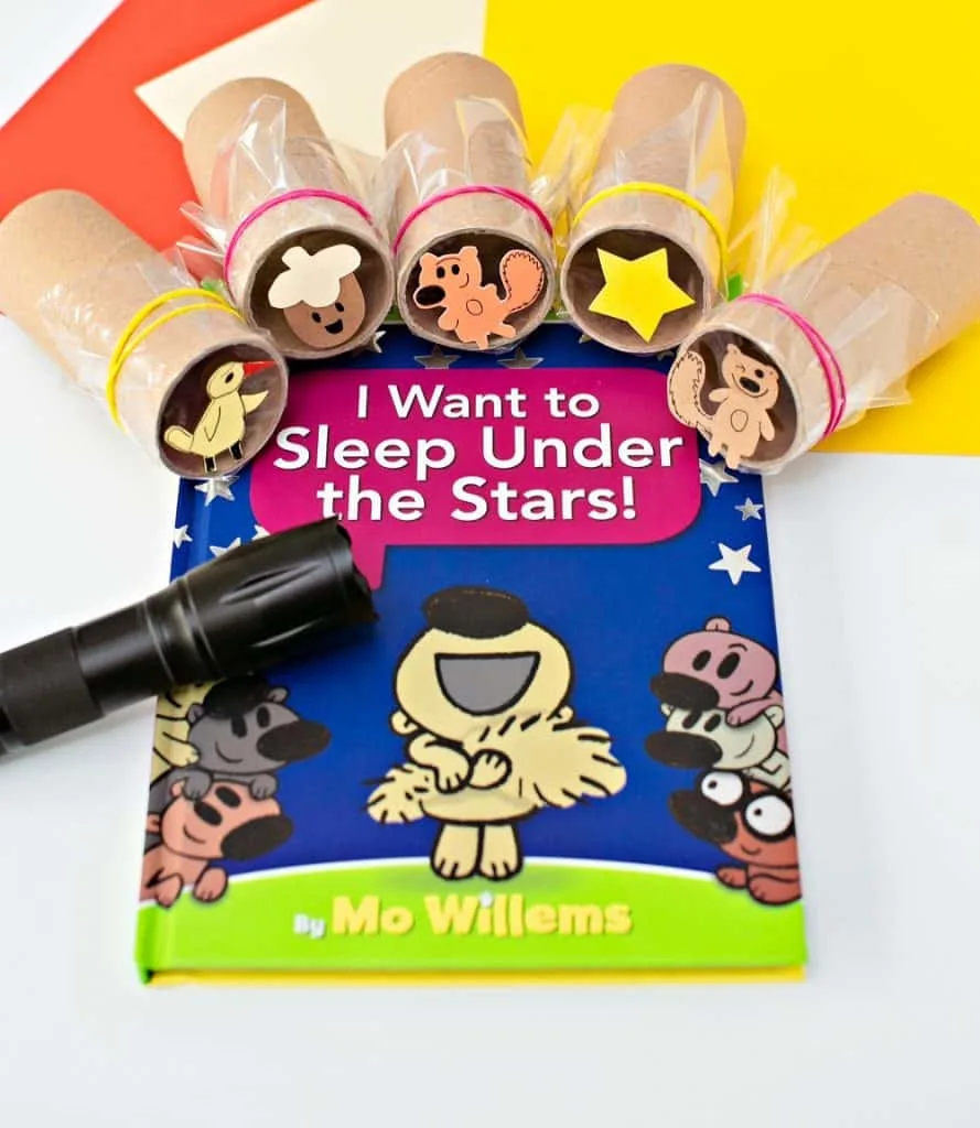 diy shadow paper roll projector based on I want to sleep under the stars Mo Willems book