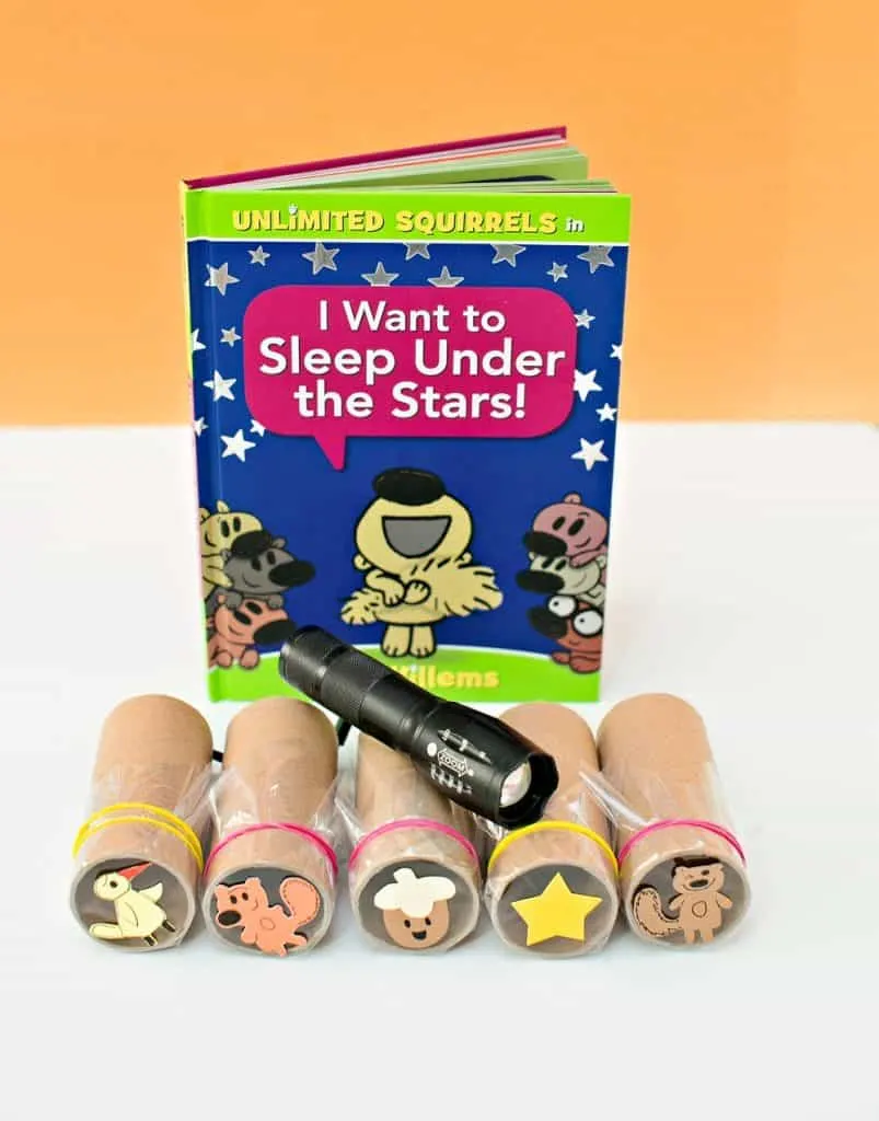 Unlimited Squirrels: I Want to Sleep Under the Stars! paper tube shadow projector craft 