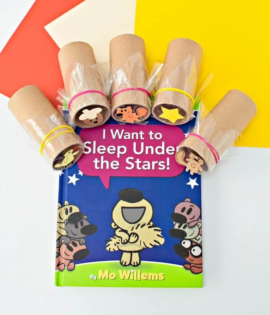 diy shadow paper roll projector based on I want to sleep under the stars Mo Willems book