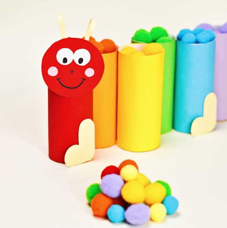 PAPER TUBE CATERPILLAR POM POM LEARNING ACTIVITY