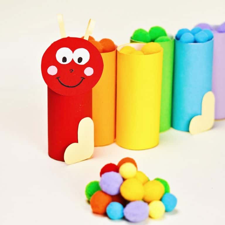 PAPER TUBE CATERPILLAR POM POM LEARNING ACTIVITY
