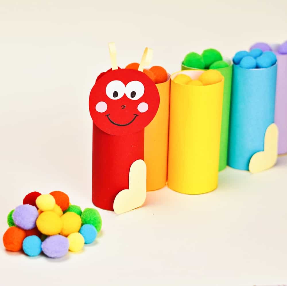 PAPER TUBE CATERPILLAR POM POM LEARNING ACTIVITY