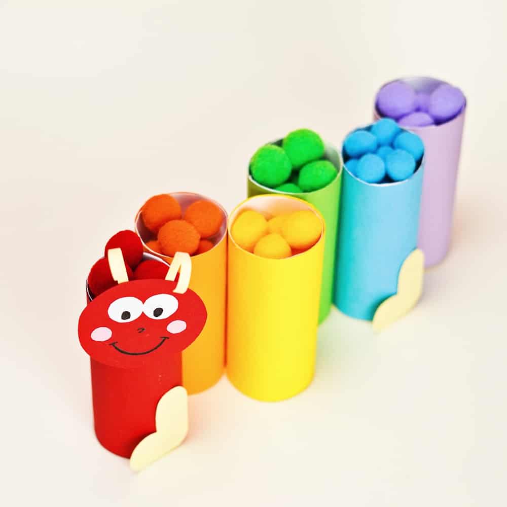 PAPER TUBE CATERPILLAR POM POM LEARNING ACTIVITY