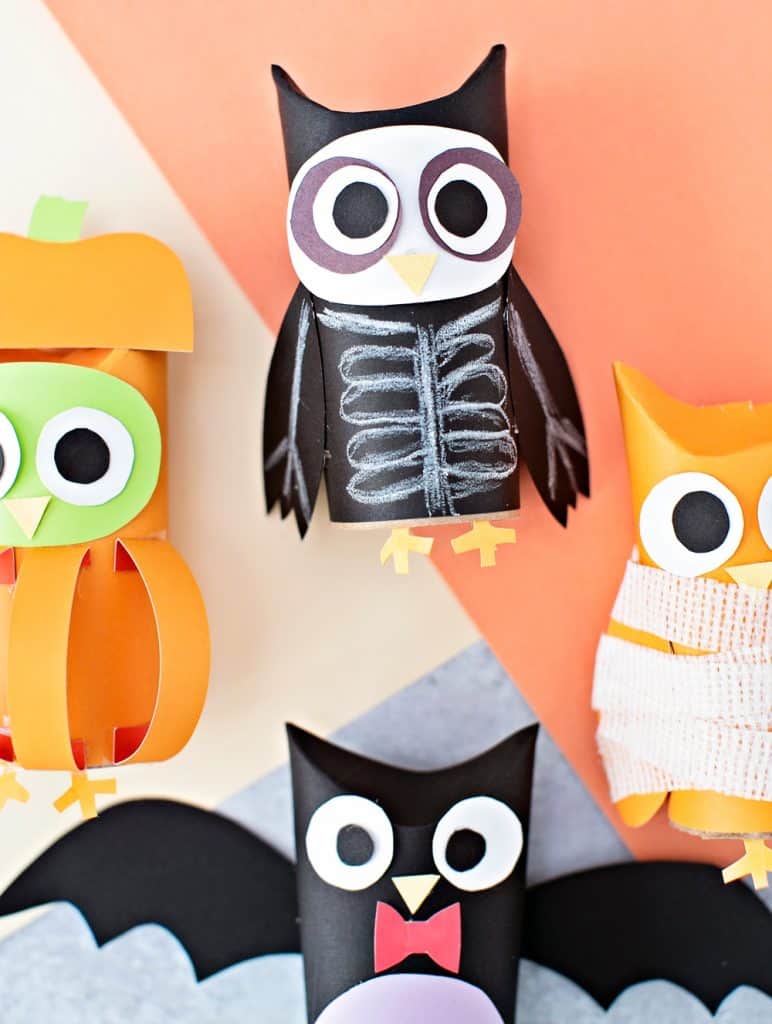 skeleton paper tube owl craft