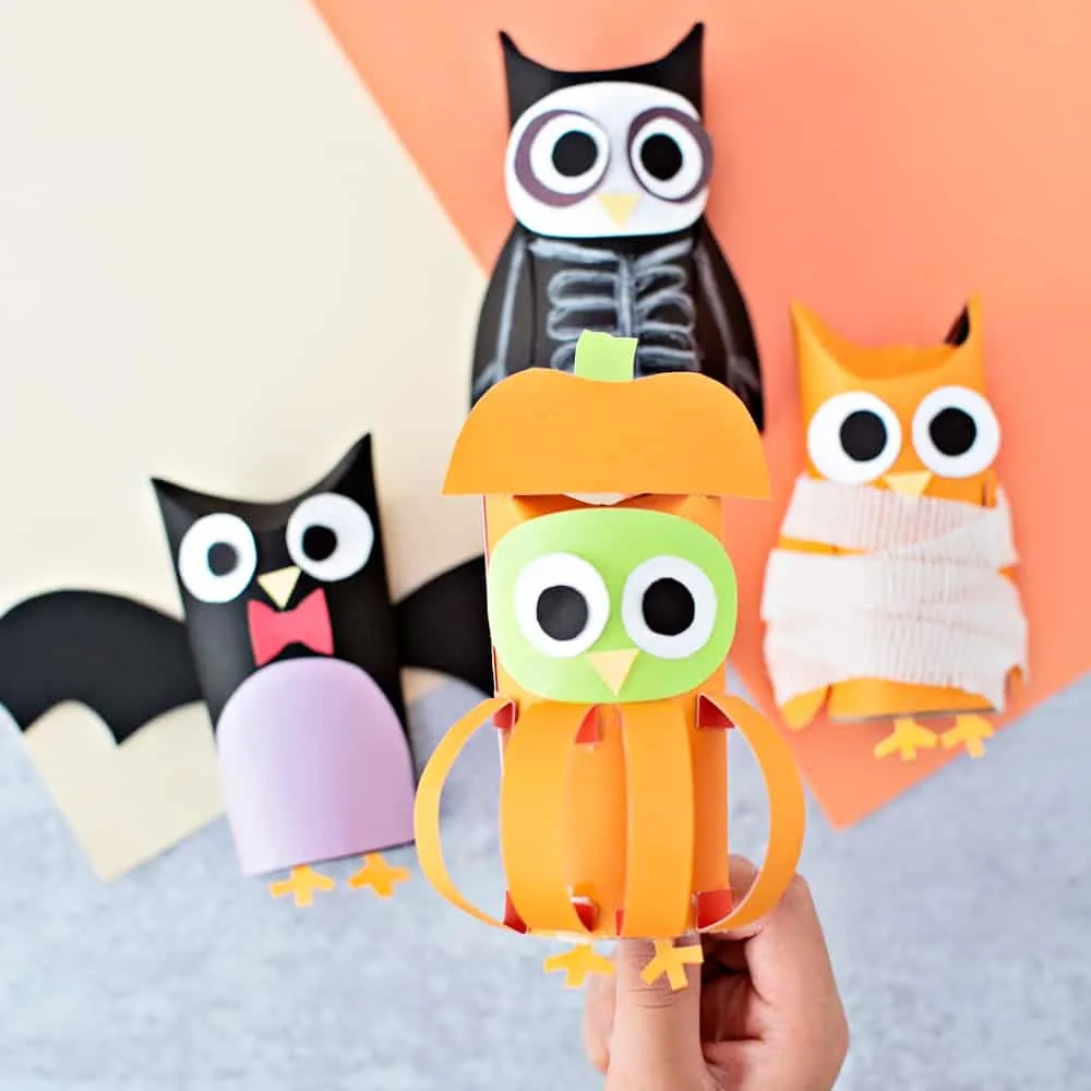 owl pumpkin paper tube craft