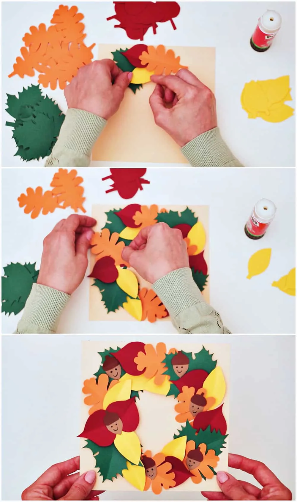 how to make a paper leaf wreath with our free template 
