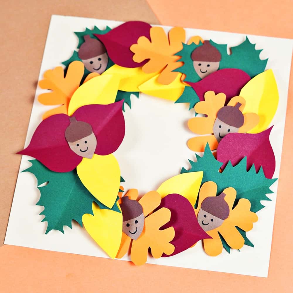 PAPER LEAF ACORN WREATH