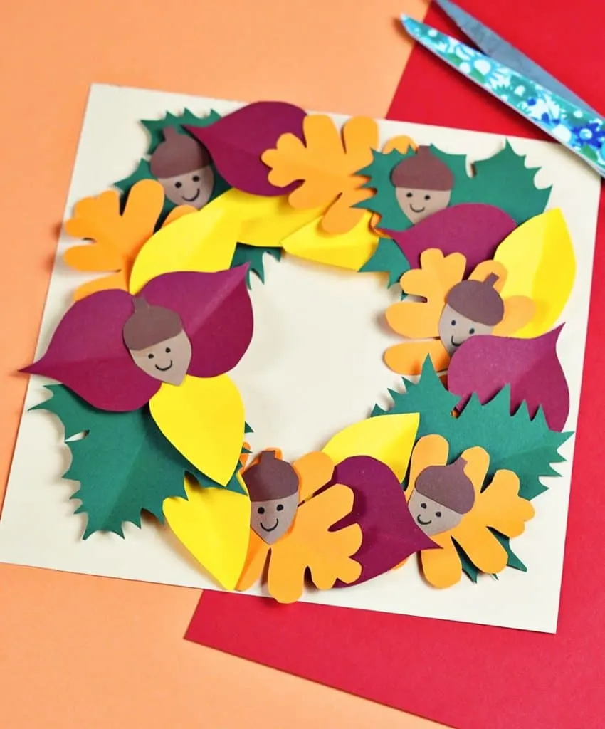 PAPER LEAF ACORN WREATH